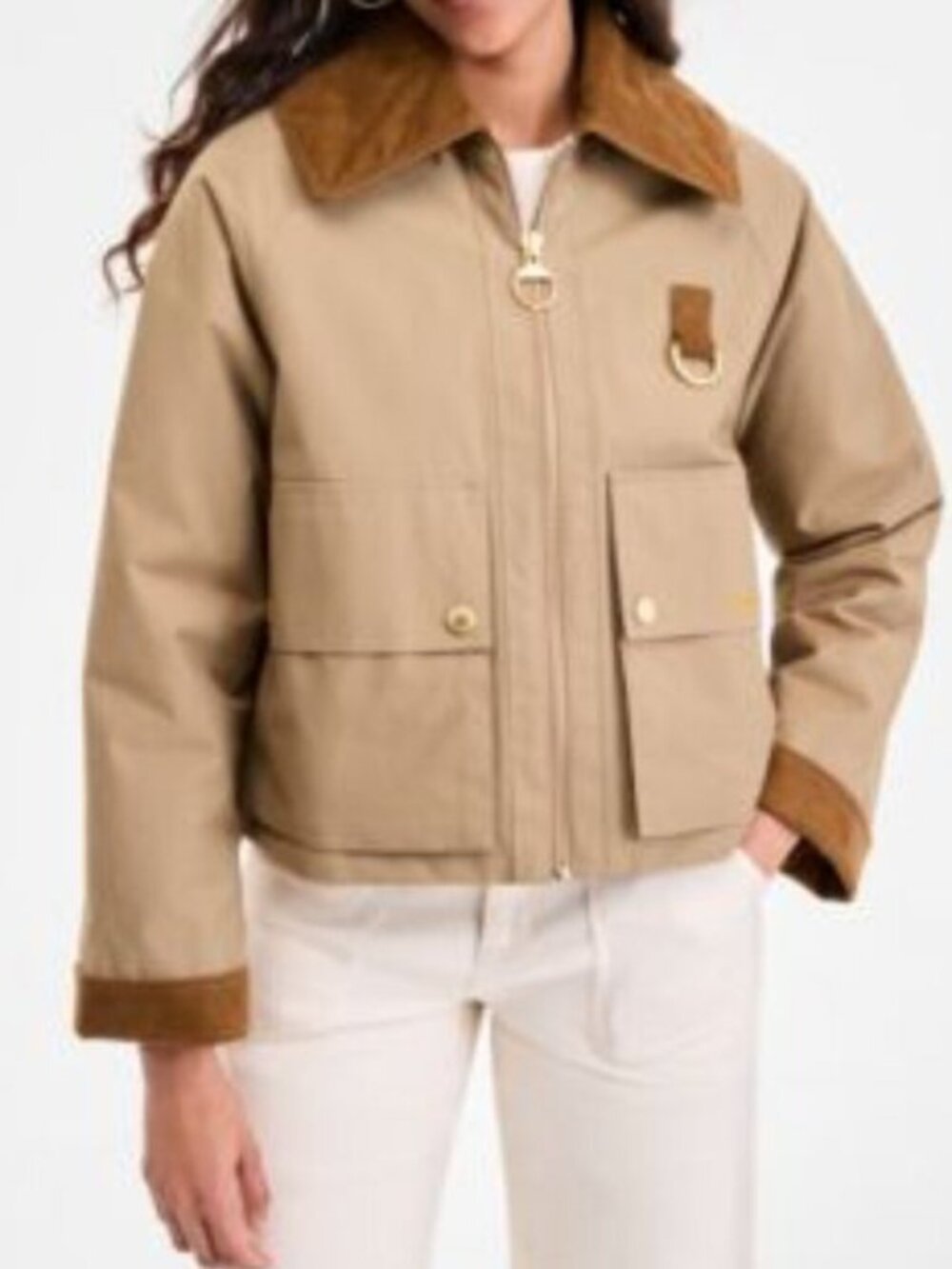 Barbour Nora Oversized-Collar Utility Jacket